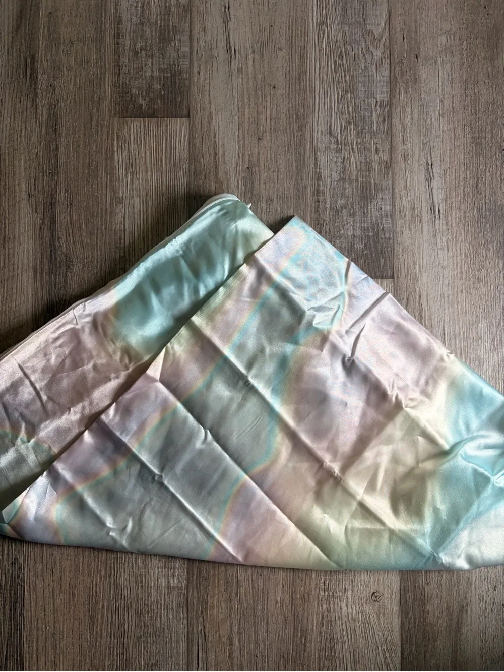 Kitsch Pastel Satin Scarf in Mint, Light Blue, Cream